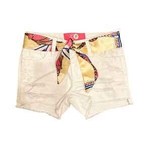 White Denim Shorts W/ Twilly Belt